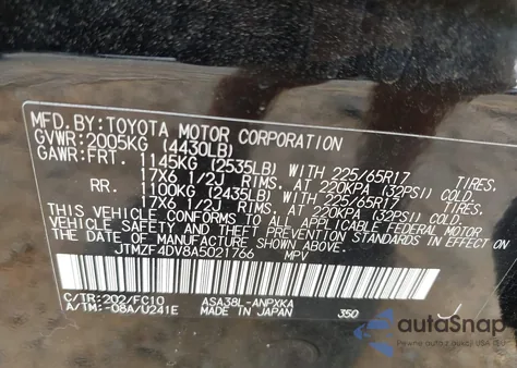 2010 Toyota Rav4 из США, поврежденный, VIN JTMZF4DV8A5021766